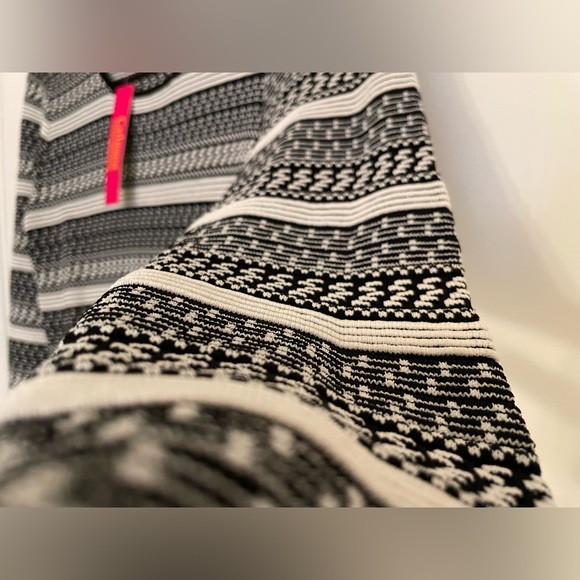 NWT Catherine Malandrino long-sleeve knee length stretchy black white dress - Picture 5 of 13